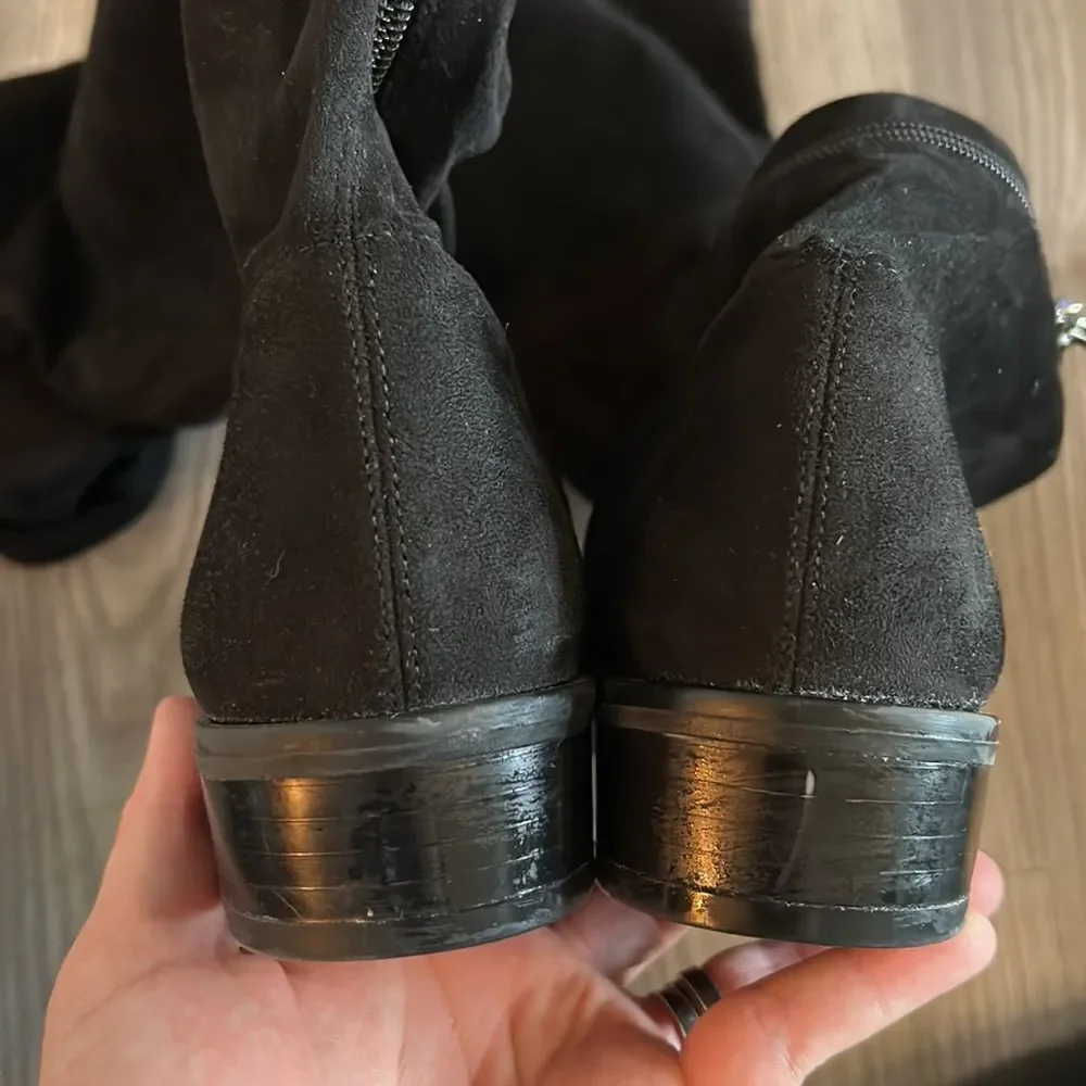 LIKE NEW SAM EDELMAN OTK PALOMA BLACK SUEDE BOOTS SIZE 7- RETAIL $398